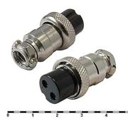 Гнездо MIC 2P металл на кабель GX16 16M-2A = 1-561-2 107046