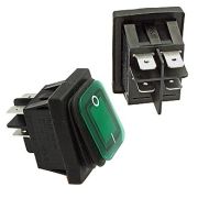 Переключатель влагозащищенный SB092 IP65 22*30мм on-off зеленый 100084