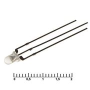 Светодиод двухцветный  3мм зеленый, красный матовый  0.5Кд 2 - 3.4V 3 ноги 86328