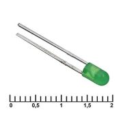 Светодиод 3 mm green 30 mCd 20